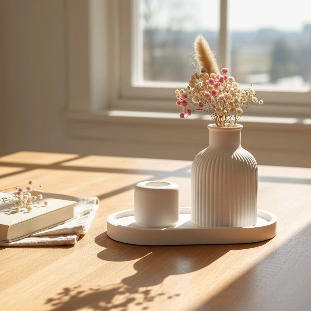 Dekorativna vaza, držač svijeće i pladanj sve urađeno od kvalitetnog gipsa za modeliranje idealno za elegantno dekoriranje interijera.