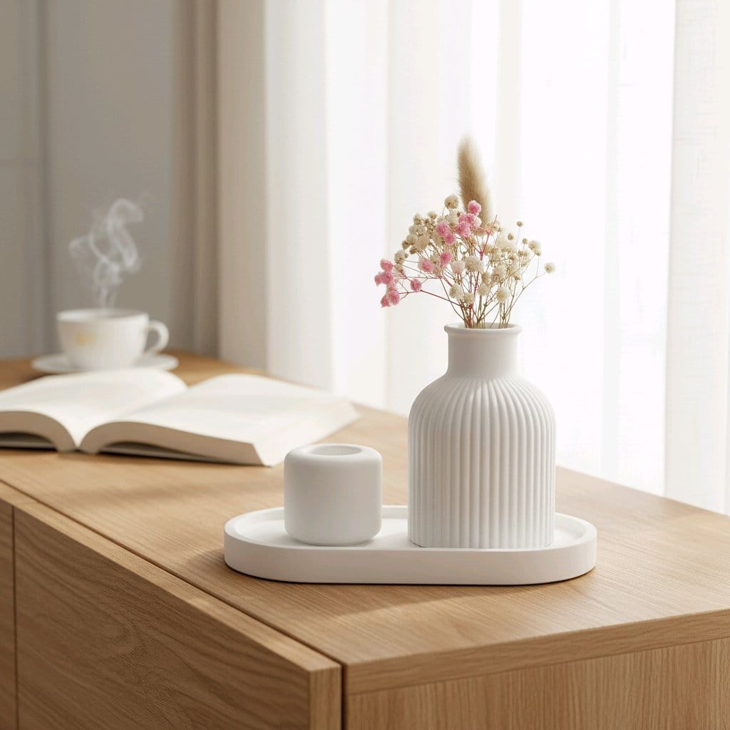 Dekorativni podložak, mirisna svijeća i dekorativni predmet urađeni od kvalitetnog gipsa za modeliranje i prirodnog sojinog voska