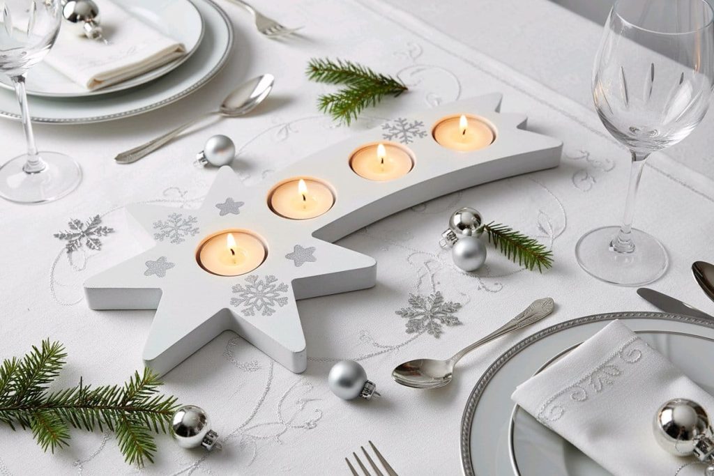 Dekorativni svijećnjak držač lučica ručno izrađen od kvalitetnog gipsa za modeliranje , prigodan za božičnu dekoraciju