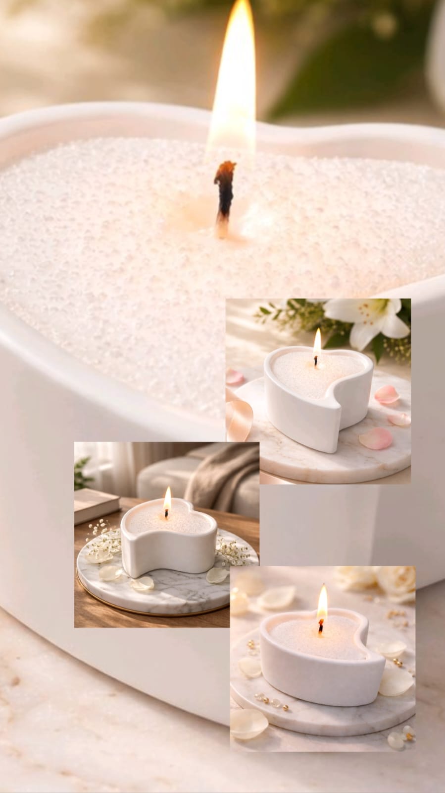 Galerija proizvoda Dekorativna mirisna pijesak svijeća od prirodnog sojinog voska u gipsanoj posudi , izrađena ručnim radom , prigodna za poklon ili dekoraciju interijera