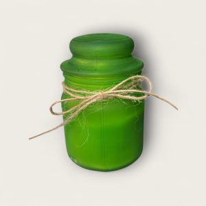 Dekorativna mirisna svijeća od prirodnog sojinog voska u staklenoj posudi , izrađena ručnim radom , prigodna za poklon ili dekoraciju interijera